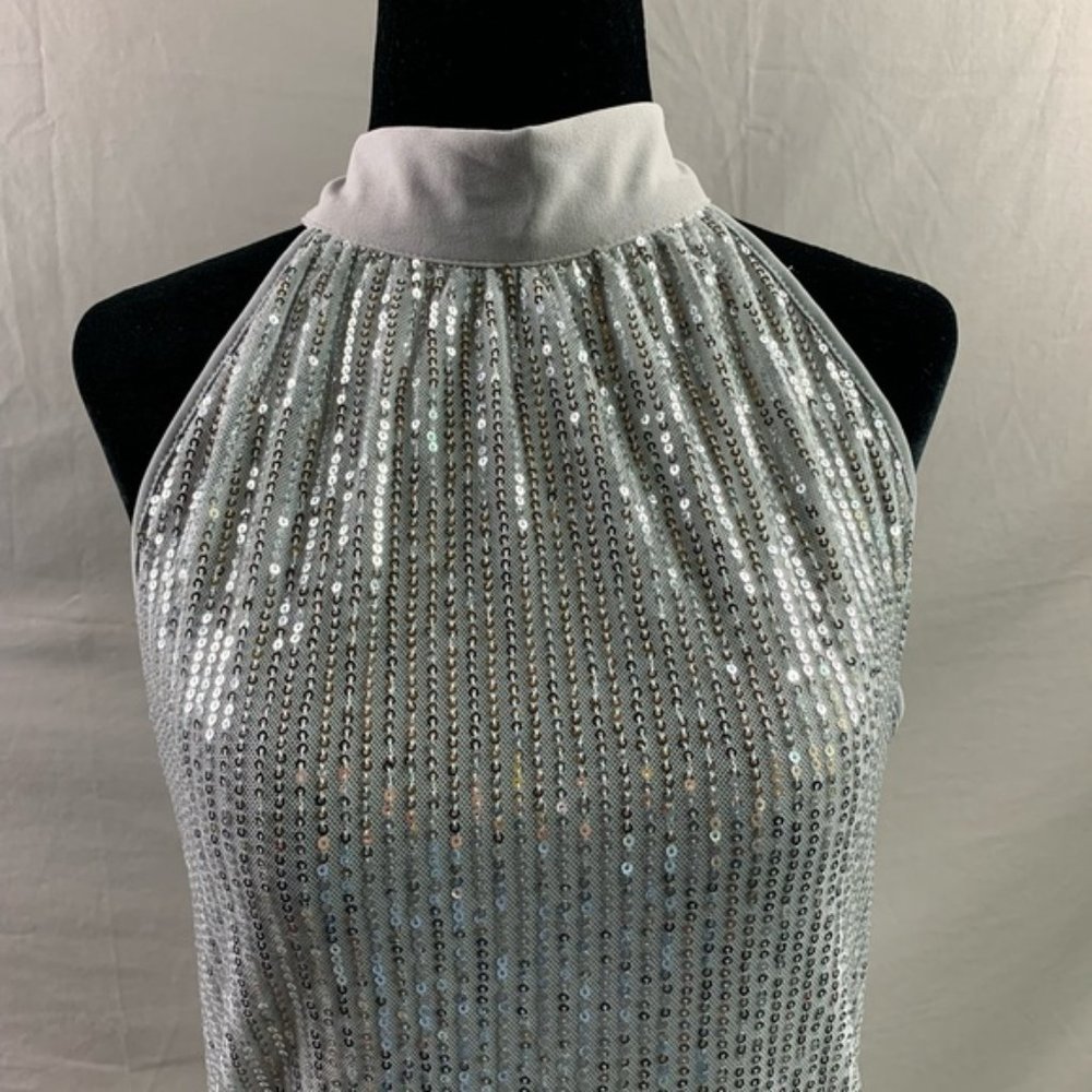 Silver Tie Back Sequin Halter Top - Picture 7 of 9